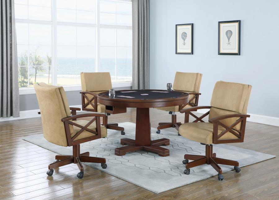 Marietta Round Wooden Game Table Tobacco - (100171)