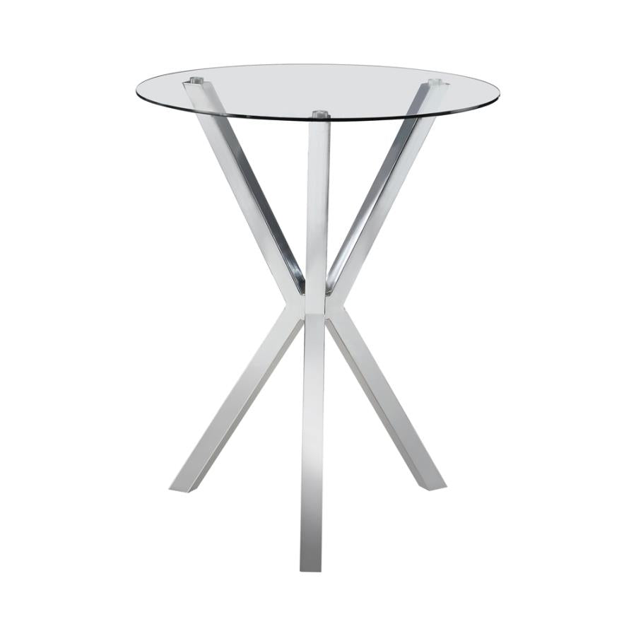 Denali Round Glass Top Bar Table Chrome - (100186)