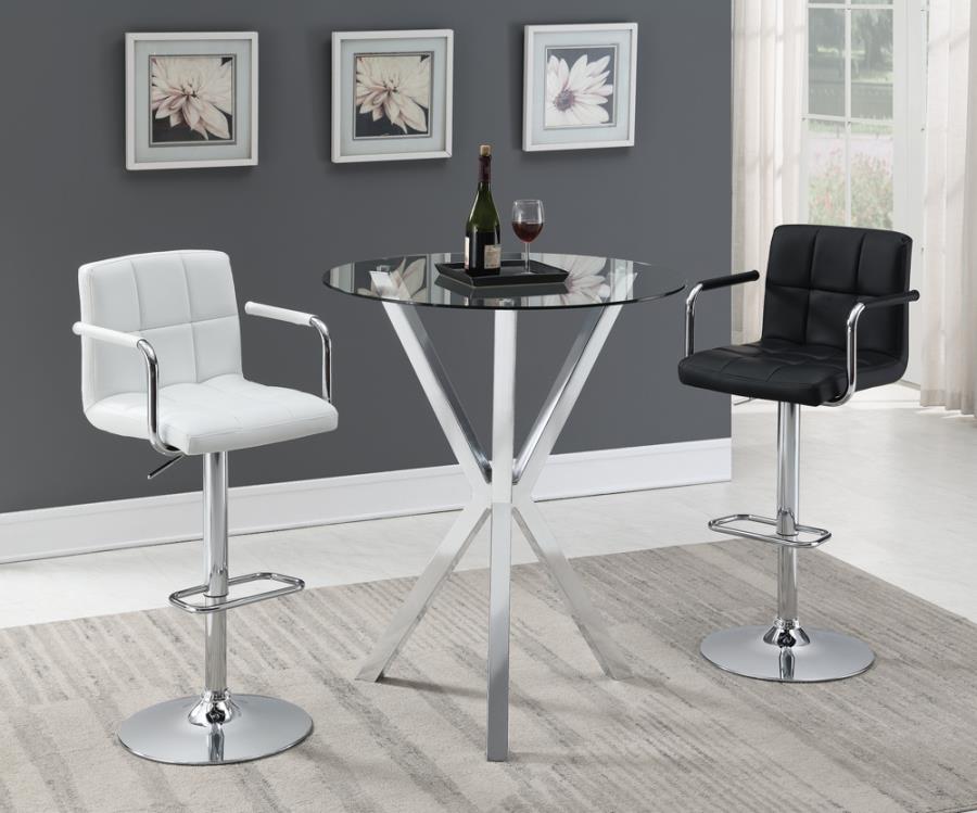 Denali Round Glass Top Bar Table Chrome - (100186)