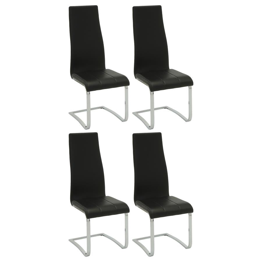 Montclair High Back Dining Chairs Black and Chrome (set of 4) - (100515BLK)