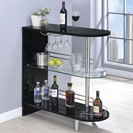 Adolfo 3-tier Bar Table Glossy Black and Clear - (101063)