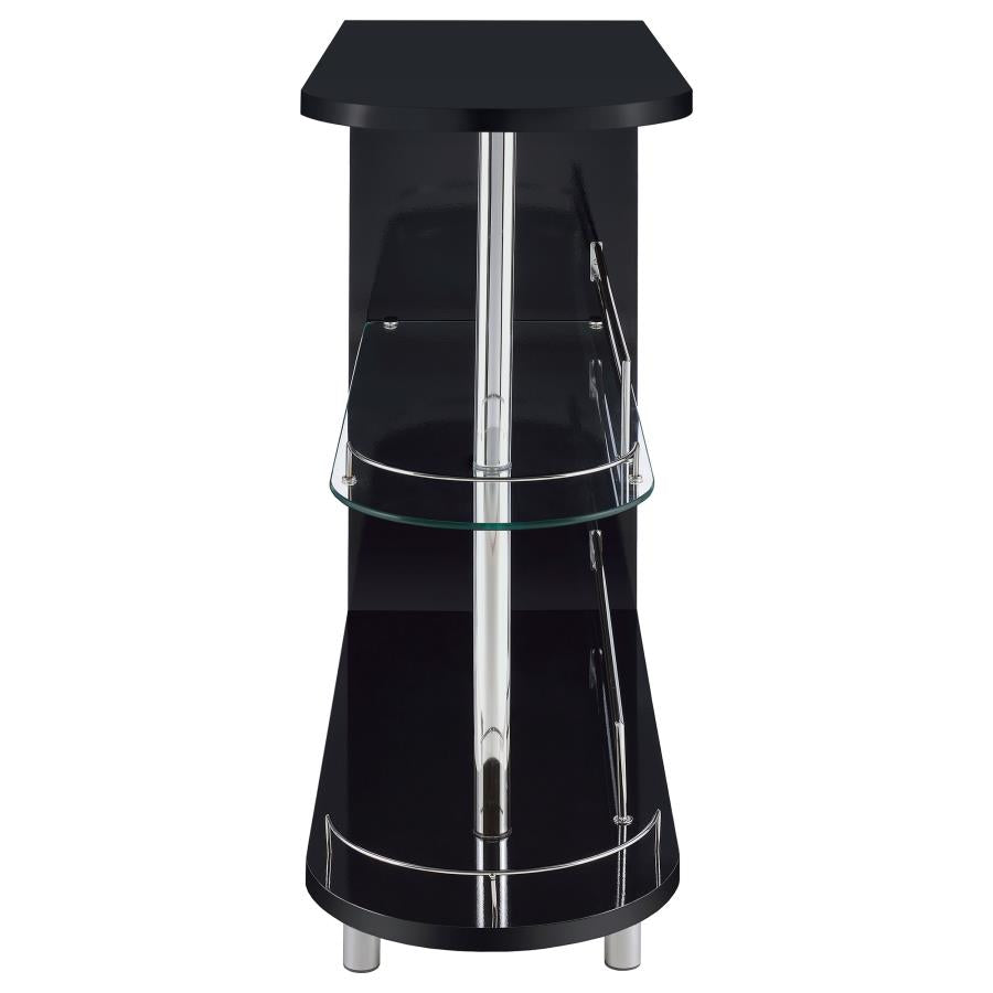 Adolfo 3-tier Bar Table Glossy Black and Clear - (101063)