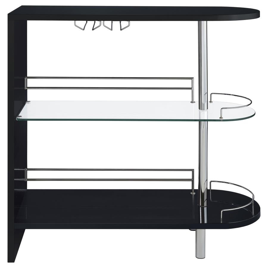 Adolfo 3-tier Bar Table Glossy Black and Clear - (101063)
