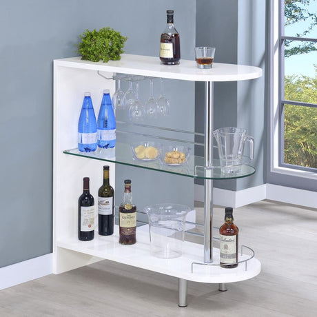 Adolfo 3-tier Bar Table Glossy White and Clear - (101064)