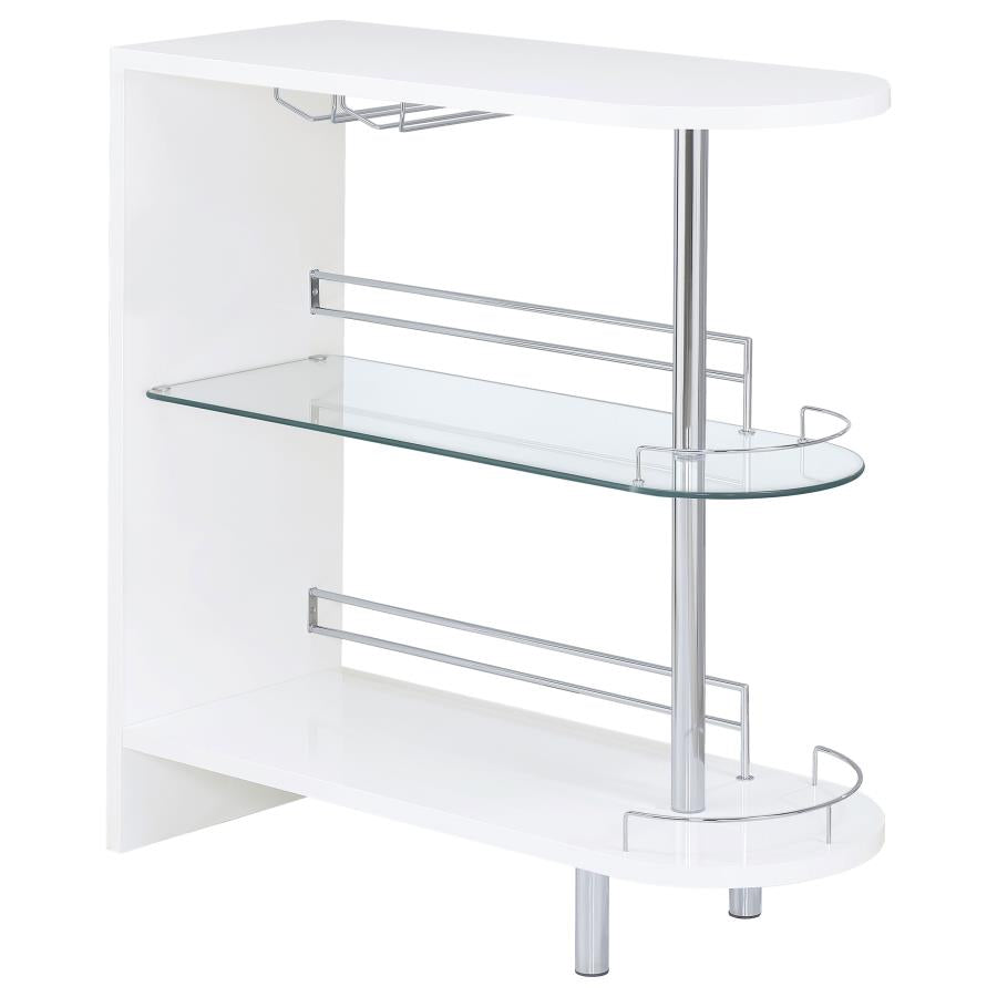 Adolfo 3-tier Bar Table Glossy White and Clear - (101064)