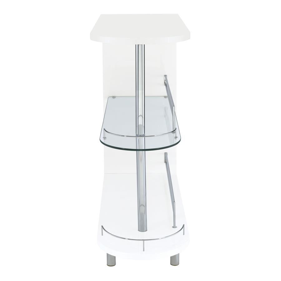 Adolfo 3-tier Bar Table Glossy White and Clear - (101064)