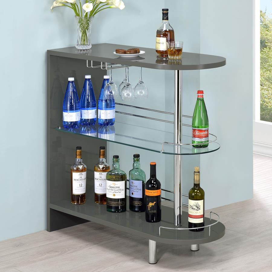 Adolfo 3-tier Bar Table Glossy Grey and Clear - (101073)