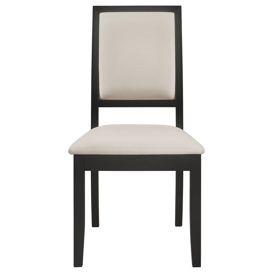 Louise Upholstered Dining Side Chairs Black and Cream (set of 2) - (101562)