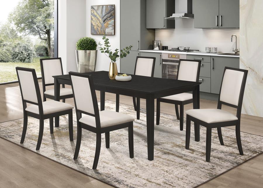 Louise Upholstered Dining Side Chairs Black and Cream (set of 2) - (101562)