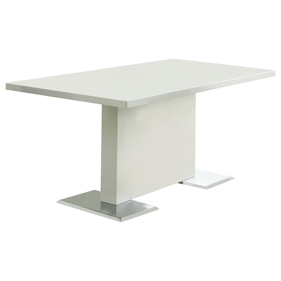 Anges T-shaped Pedestal Dining Table Glossy White - (102310)