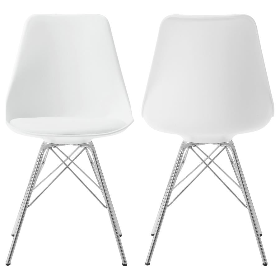 Juniper Armless Dining Chairs White and Chrome (set of 2) - (102792)