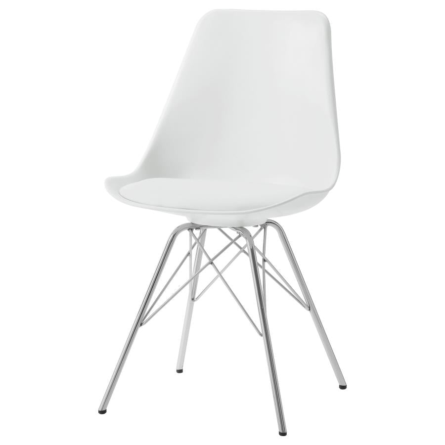 Juniper Armless Dining Chairs White and Chrome (set of 2) - (102792)