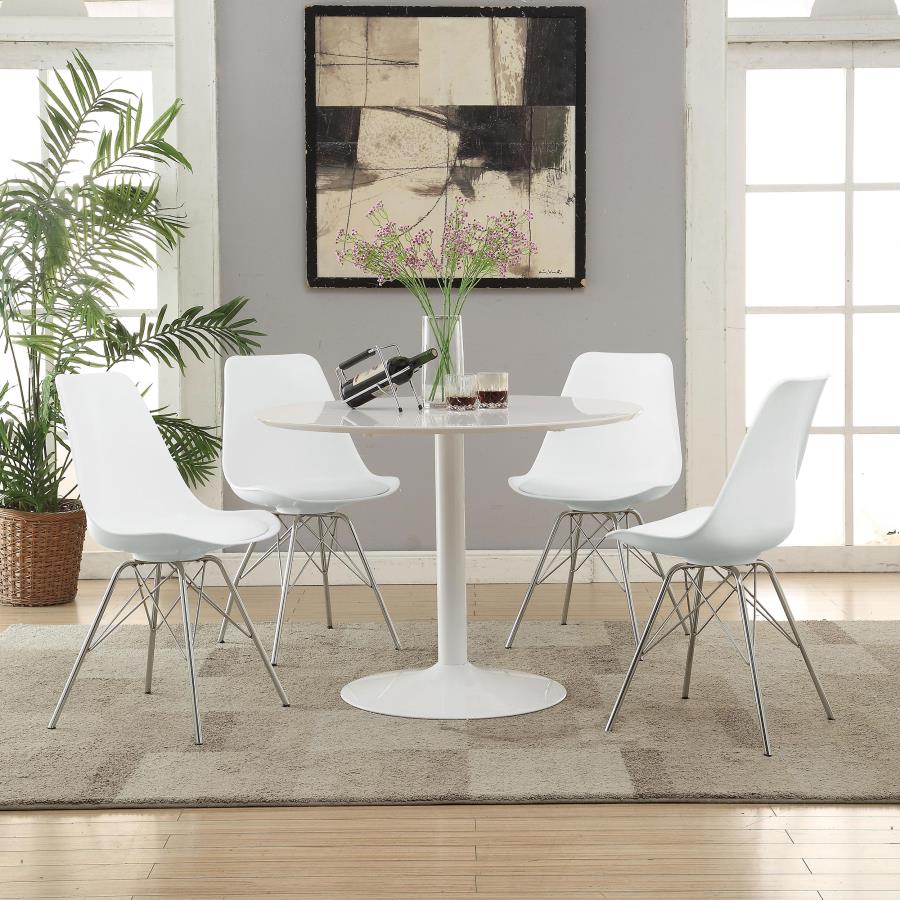 Juniper Armless Dining Chairs White and Chrome (set of 2) - (102792)