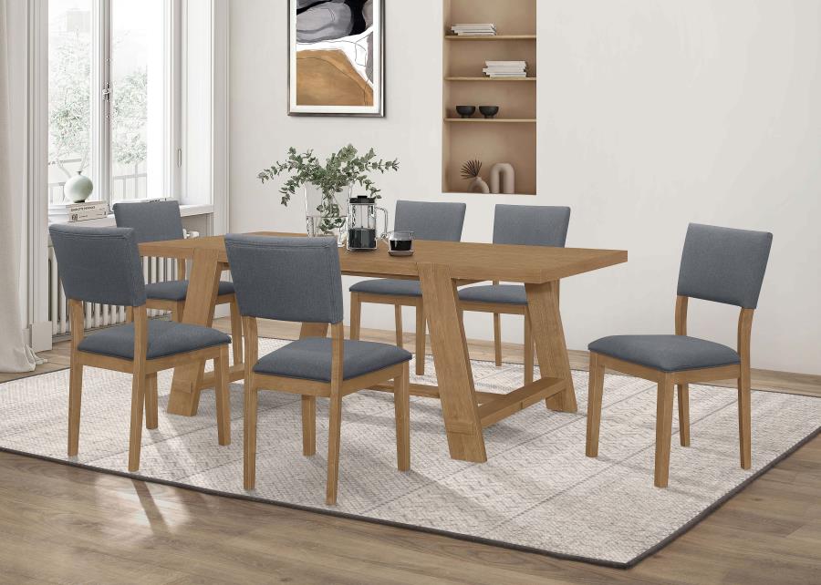 Sharon Open Back Padded Upholstered Dining Side Chair Blue and Brown (set of 2) - (104172)