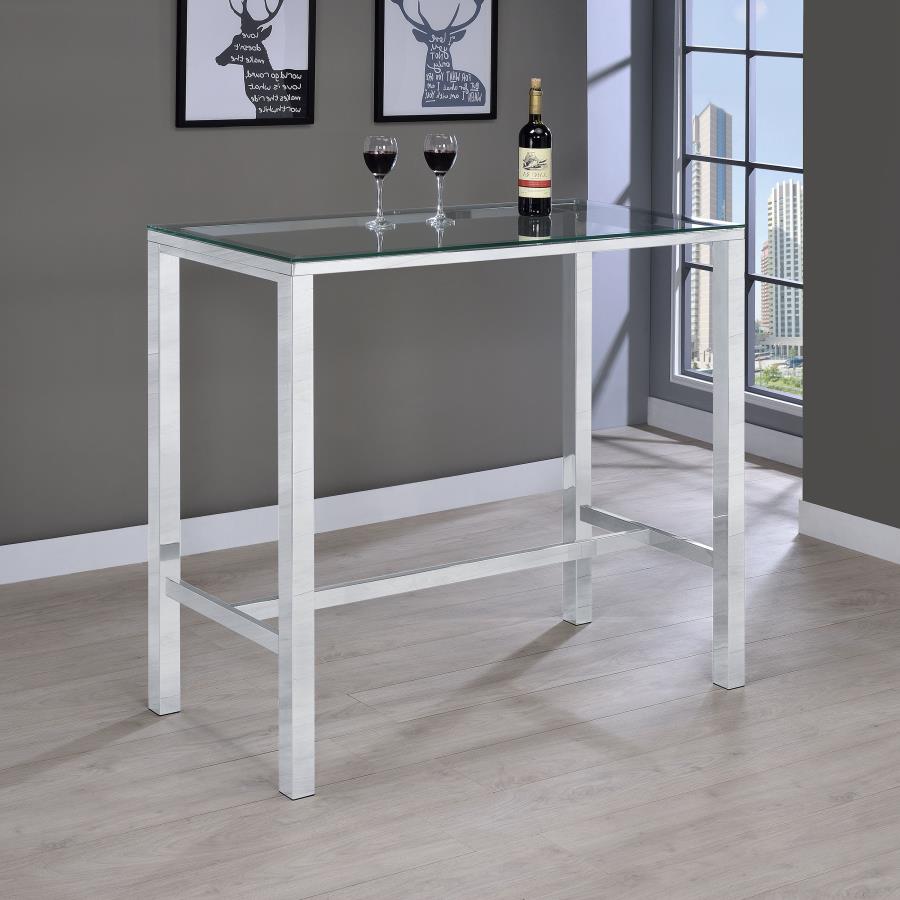 Tolbert Bar Table With Glass Top Chrome - (104873)