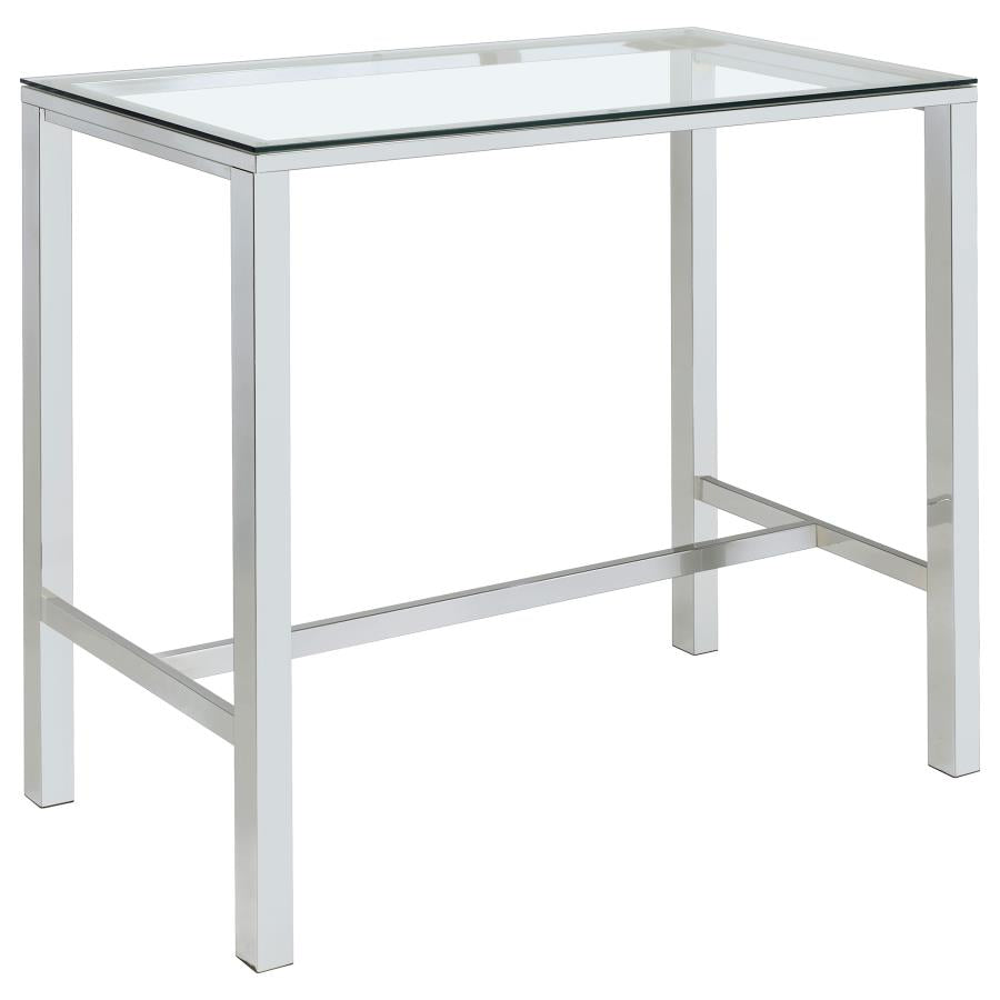 Tolbert Bar Table With Glass Top Chrome - (104873)