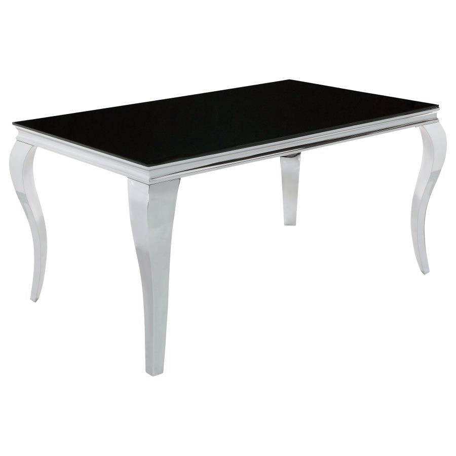 Carone Rectangular Dining Table Chrome and Black - (105071)