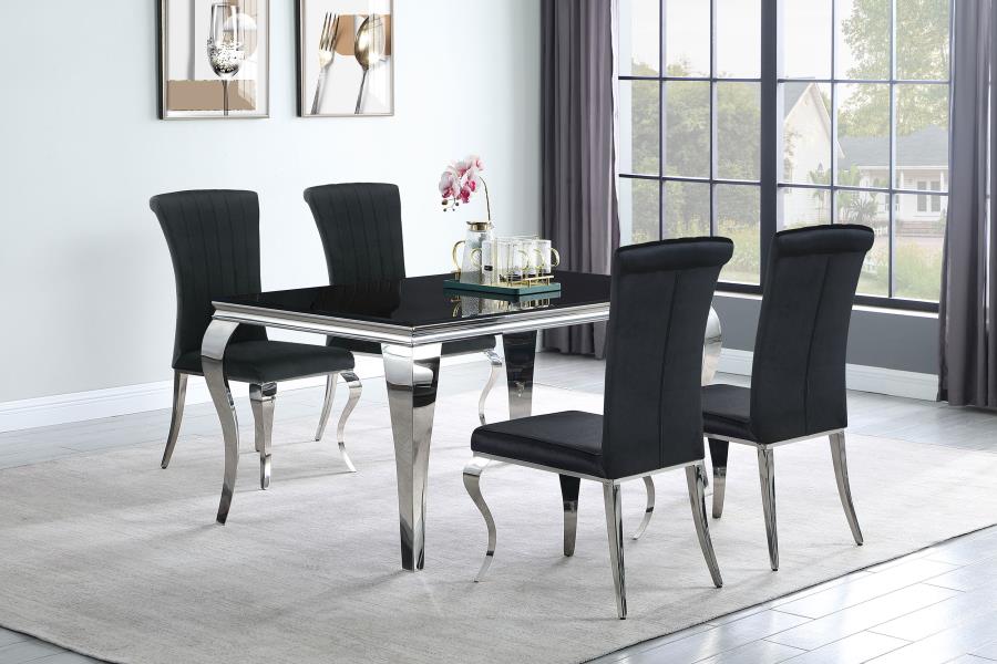 Betty Upholstered Side Chairs Black and Chrome (set of 4) - (105072)