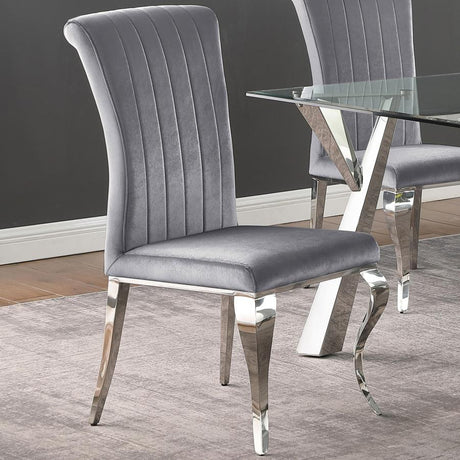 Betty Upholstered Side Chairs Grey and Chrome (set of 4) - (105073)