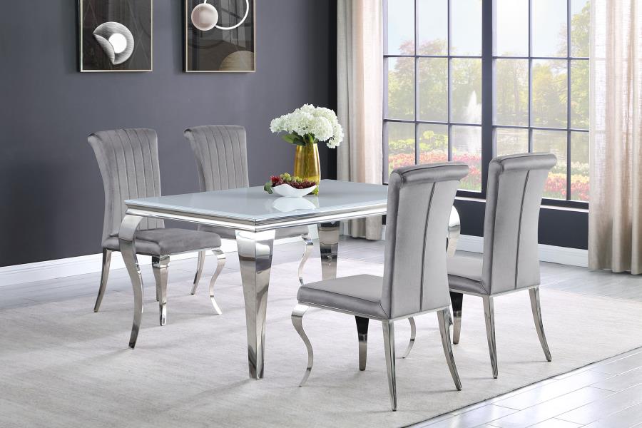 Betty Upholstered Side Chairs Grey and Chrome (set of 4) - (105073)