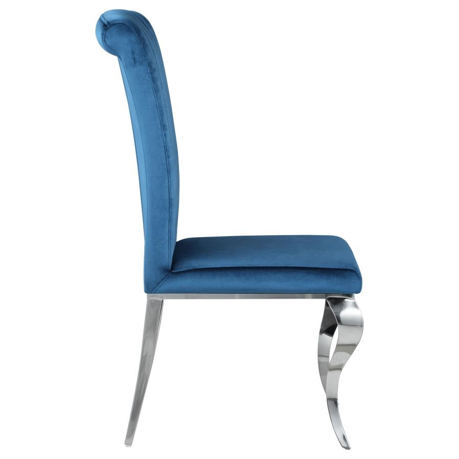 Betty Upholstered Side Chairs Teal and Chrome (set of 4) - (105076)