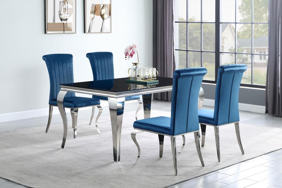 Betty Upholstered Side Chairs Teal and Chrome (set of 4) - (105076)