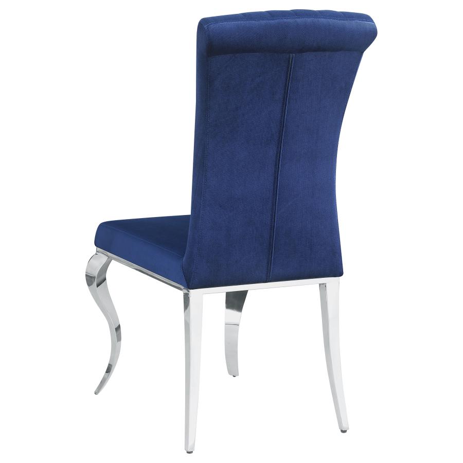 Betty Upholstered Side Chairs Ink Blue and Chrome (set of 4) - (105077)