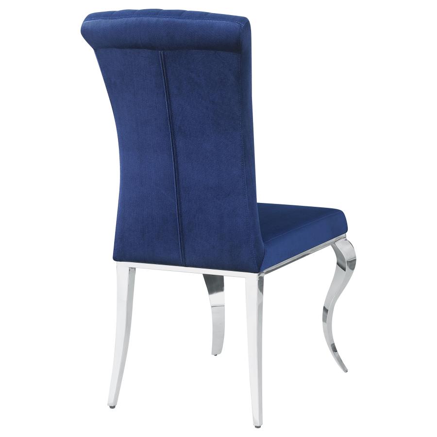 Betty Upholstered Side Chairs Ink Blue and Chrome (set of 4) - (105077)