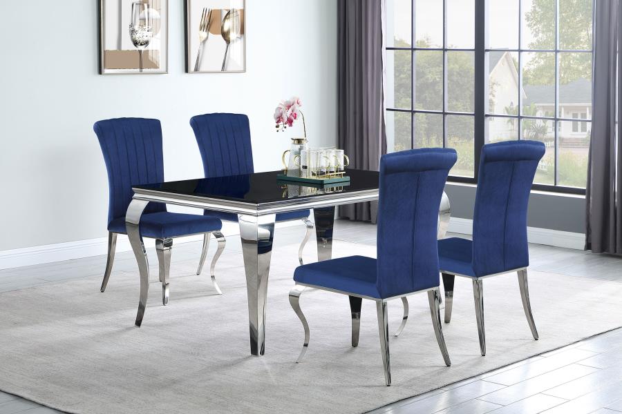 Betty Upholstered Side Chairs Ink Blue and Chrome (set of 4) - (105077)