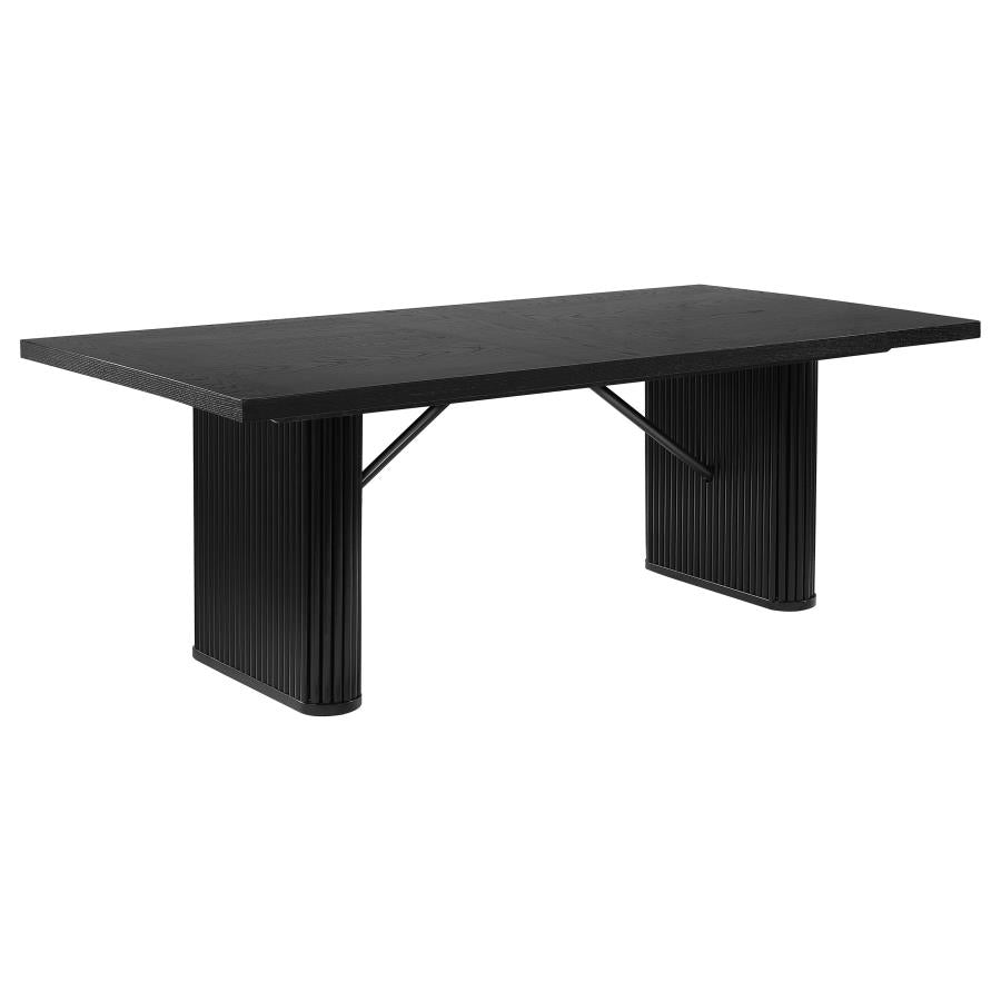 Catherine Rectangular Double Pedestal Dining Table Black - (106251)