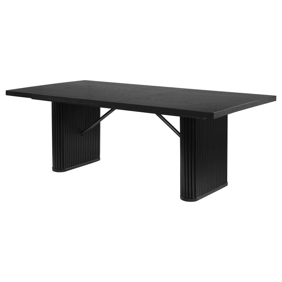 Catherine Rectangular Double Pedestal Dining Table Black - (106251)