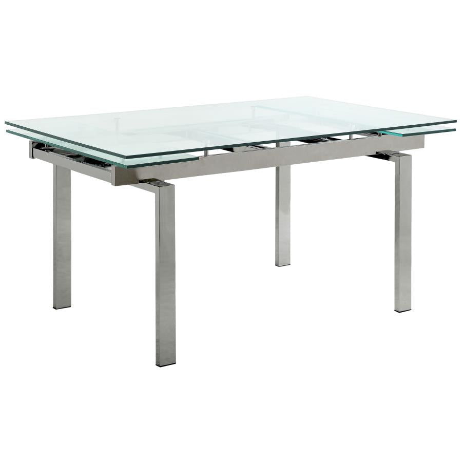 Wexford Glass Top Dining Table With Extension Leaves Chrome - (106281)