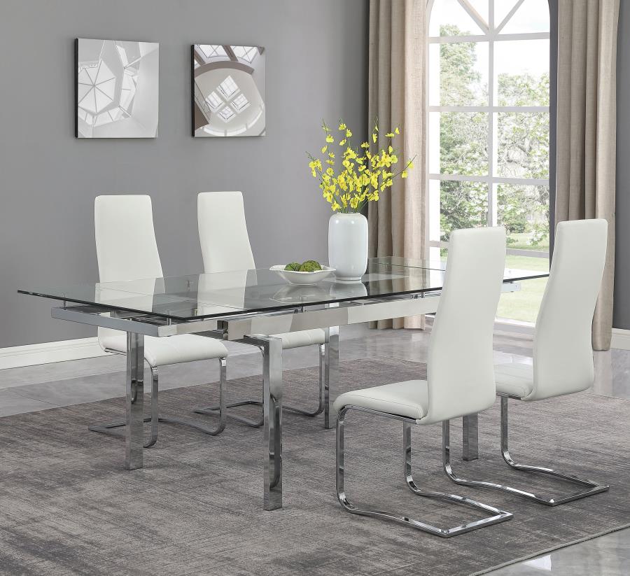 Wexford Glass Top Dining Table With Extension Leaves Chrome - (106281)