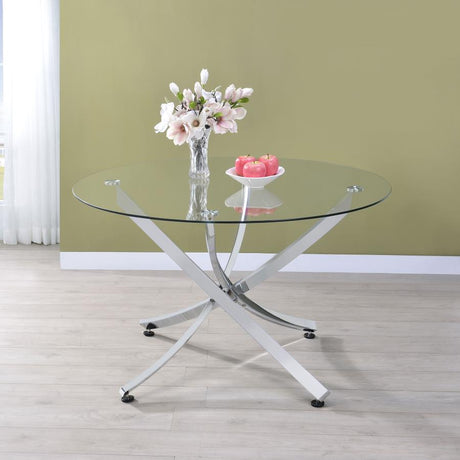 Beckham Round Dining Table Chrome and Clear - (106440)
