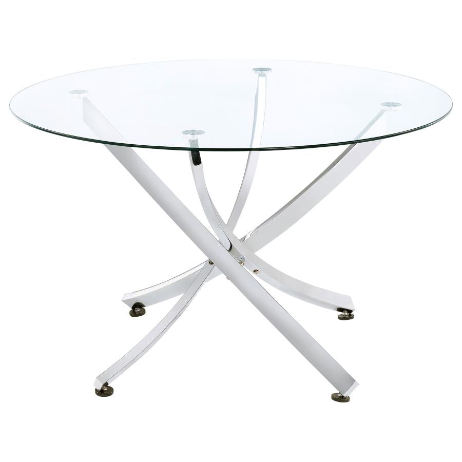 Beckham Round Dining Table Chrome and Clear - (106440)