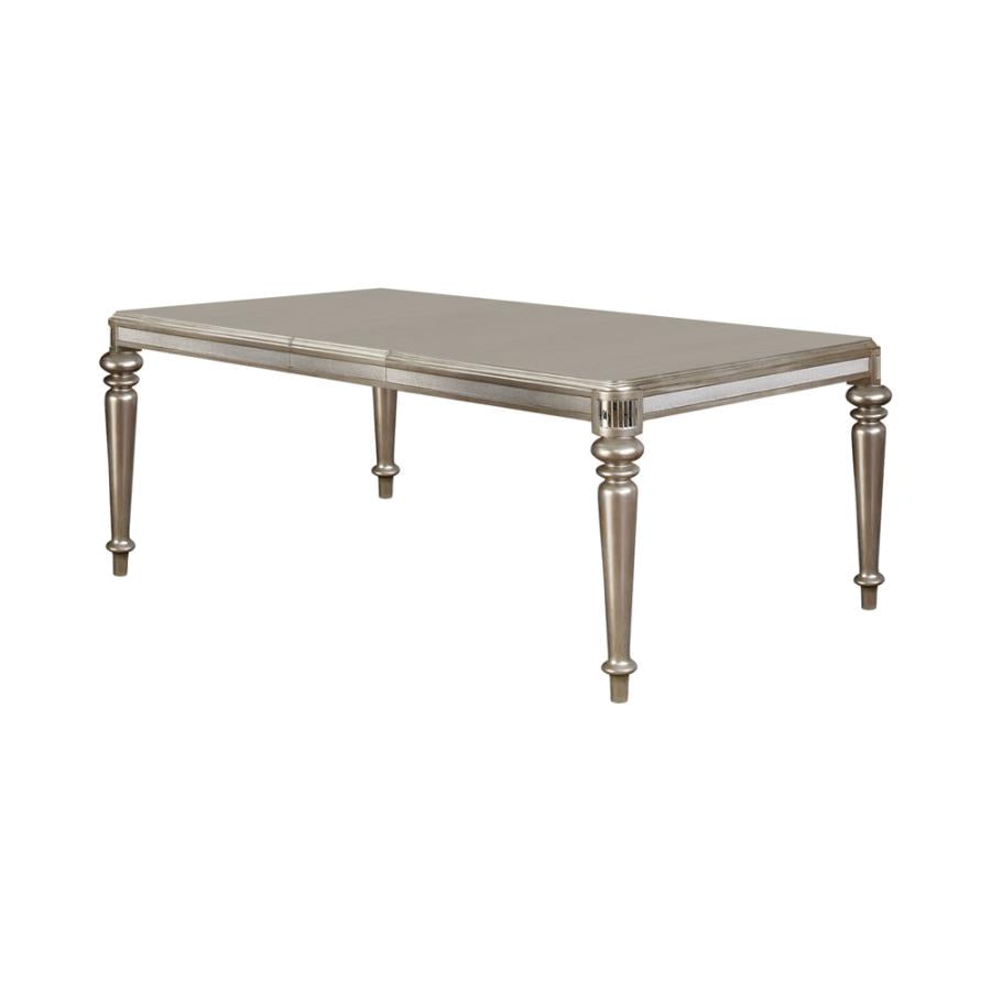 Bling Game Rectangular Dining Table With Leaf Metallic Platinum - (106471)