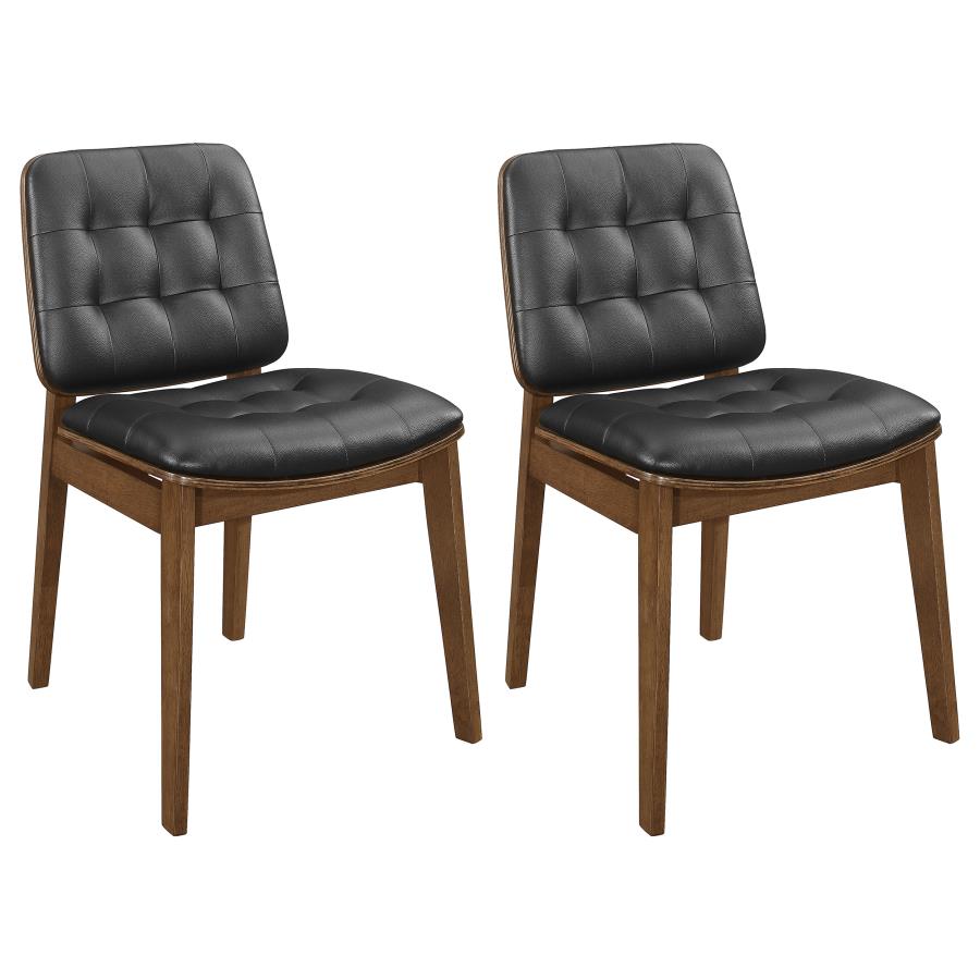 Redbridge Tufted Back Side Chairs Natural Walnut and Black (set of 2) - (106596)