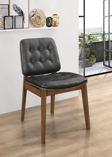 Redbridge Tufted Back Side Chairs Natural Walnut and Black (set of 2) - (106596)