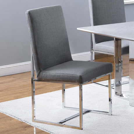 Mackinnon Upholstered Side Chairs Grey and Chrome (set of 2) - (107143)