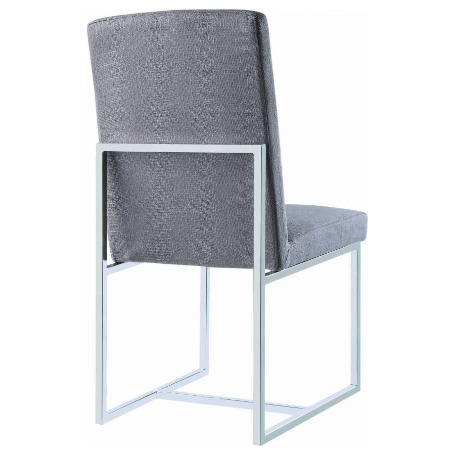 Mackinnon Upholstered Side Chairs Grey and Chrome (set of 2) - (107143)