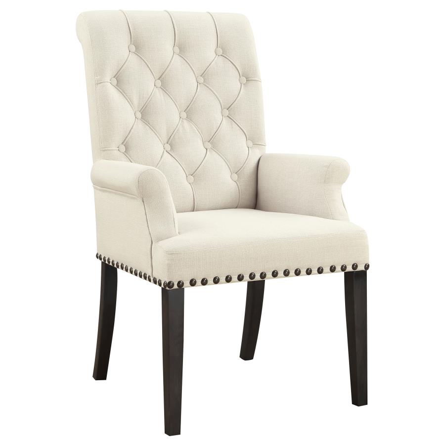 Alana Upholstered Arm Chair Beige and Smokey Black - (107283)