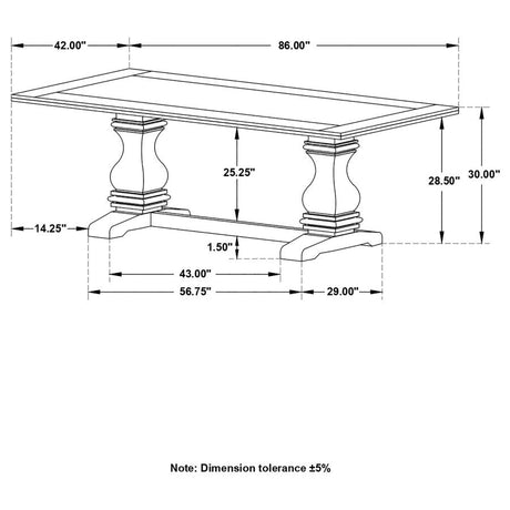 Parkins Double Pedestals Dining Table Rustic Espresso - (107411)