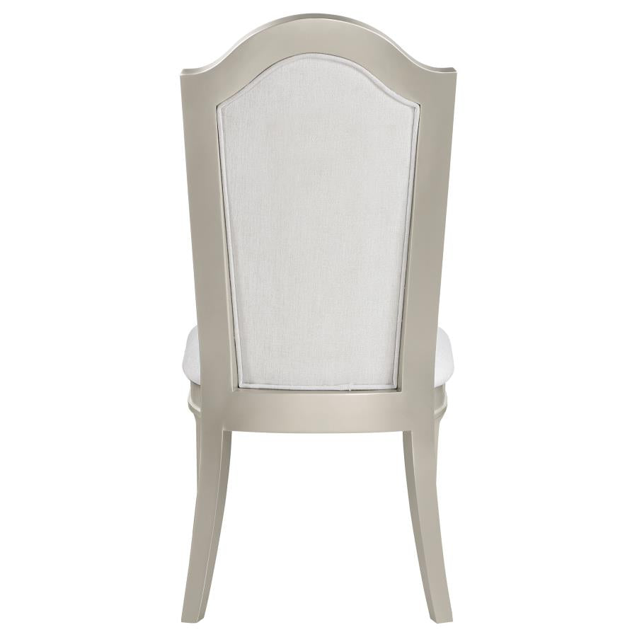 Evangeline Upholstered Dining Side Chair With Faux Diamond Trim Ivory and Silver Oak (set of 2) - (107552)