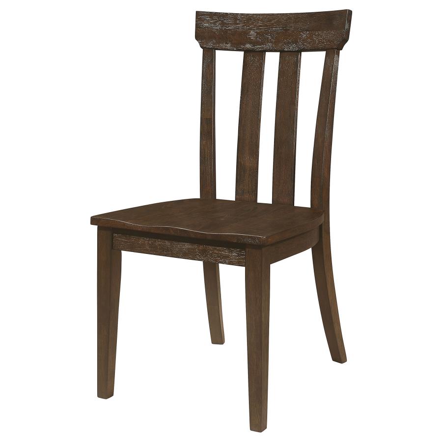 Reynolds Slat Back Dining Side Chair Brown Oak (set of 2) - (107592)