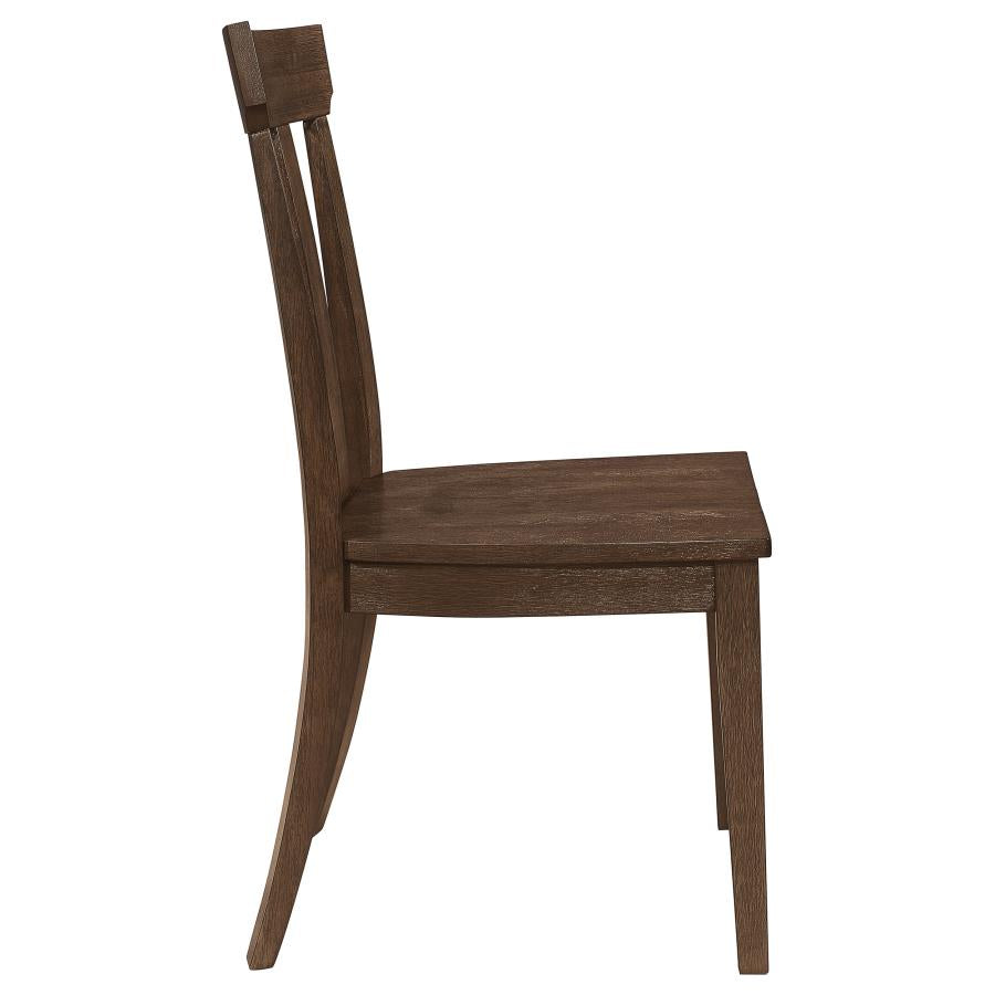 Reynolds Slat Back Dining Side Chair Brown Oak (set of 2) - (107592)