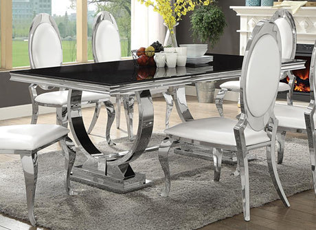 Antoine Rectangular Dining Table Chrome and Black - (107871)