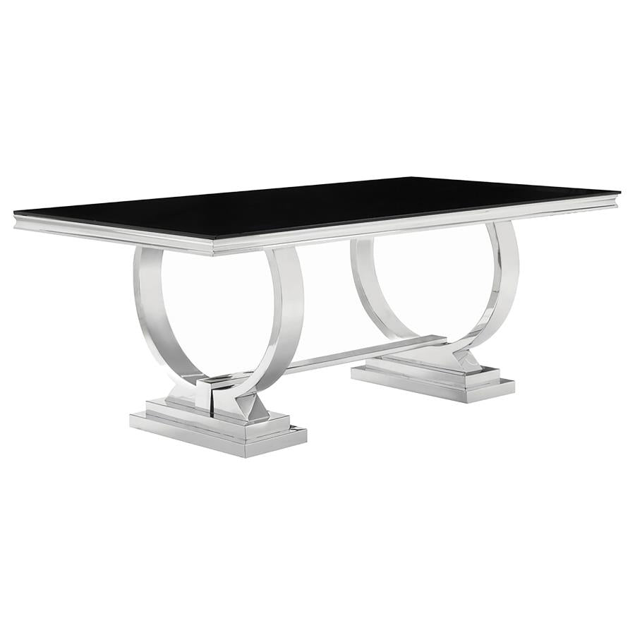 Antoine Rectangular Dining Table Chrome and Black - (107871)