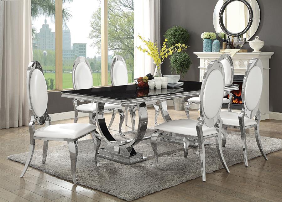 Antoine Rectangular Dining Table Chrome and Black - (107871)