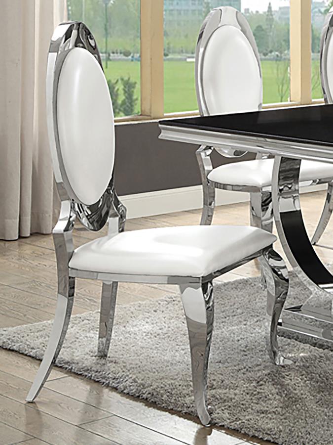 Anchorage Oval Back Side Chairs Cream and Chrome (set of 2) - (107872N)