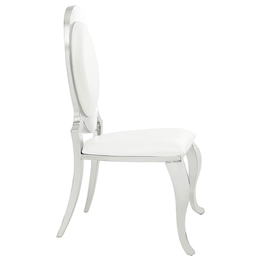 Anchorage Oval Back Side Chairs Cream and Chrome (set of 2) - (107872N)